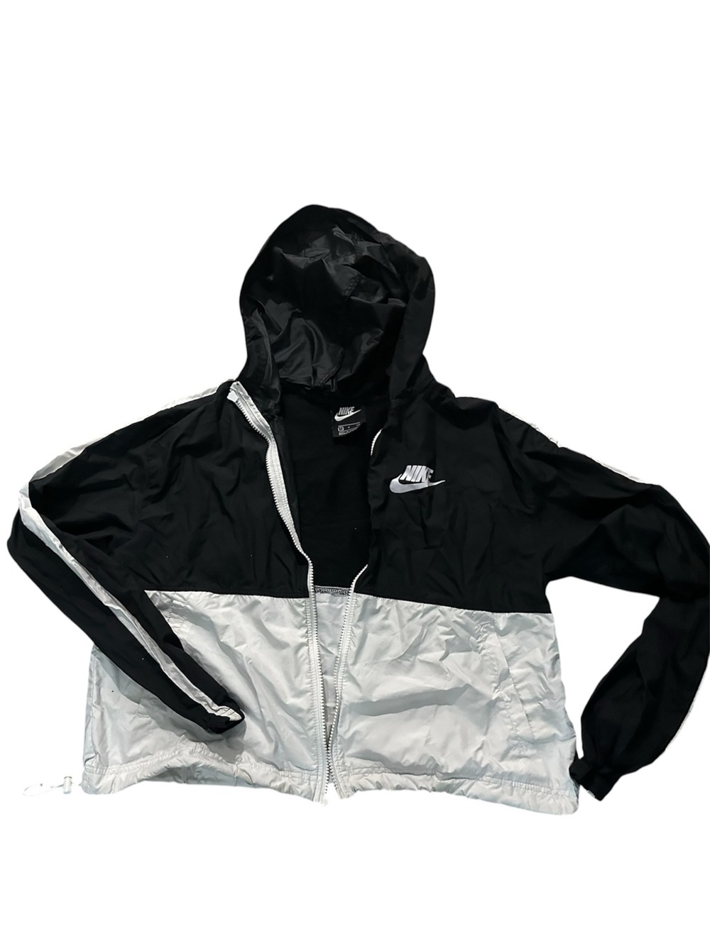 Nike Black and White Hooded Bomber Windbreaker Jacket